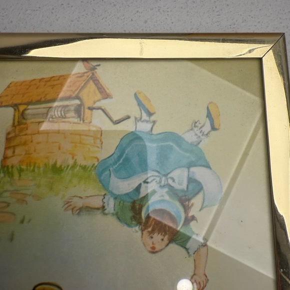 Vintage Nursery Rhyme Framed Decor Jack and Jill Humpty Dumpty Baby Retro Brass - Picture 8 of 14